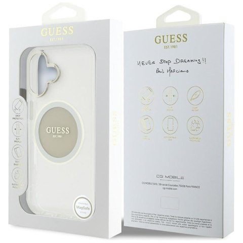 Guess IML Metal Colored Circle Classic Logo MagSafe - Etui do iPhone 16 (szary)