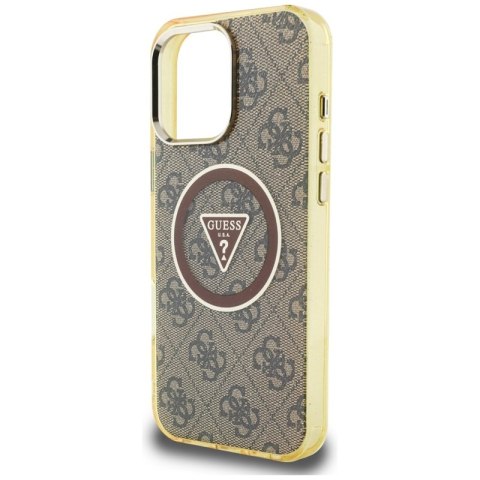 Guess IML Metal Glitter 4G Circle Triangle MagSafe - Etui do iPhone 16 Pro Max (brązowy)