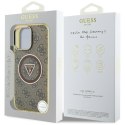 Guess IML Metal Glitter 4G Circle Triangle MagSafe - Etui do iPhone 16 Pro Max (brązowy)