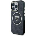 Guess IML Metal Glitter 4G Circle Triangle MagSafe - Etui do iPhone 16 Pro Max (czarny)