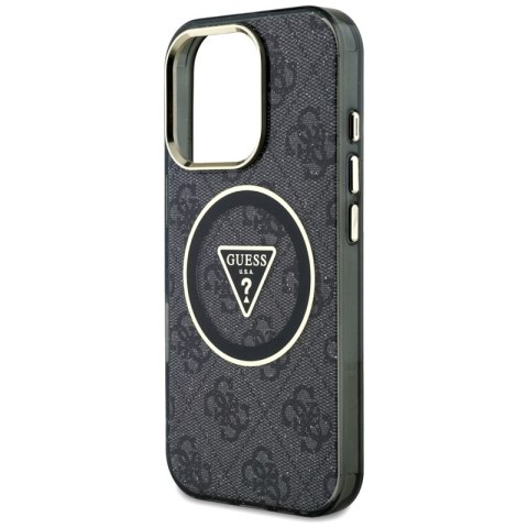 Guess IML Metal Glitter 4G Circle Triangle MagSafe - Etui do iPhone 16 Pro Max (czarny)