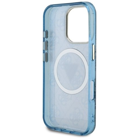 Guess IML Metal Glitter 4G Circle Triangle MagSafe - Etui do iPhone 16 Pro Max (niebieski)