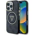Guess IML Metal Glitter 4G Circle Triangle MagSafe - Etui do iPhone 16 Pro (czarny)