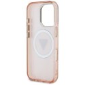 Guess IML Metal Glitter 4G Circle Triangle MagSafe - Etui do iPhone 16 Pro (różowy)