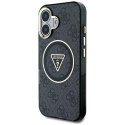 Guess IML Metal Glitter 4G Circle Triangle MagSafe - Etui do iPhone 16 (czarny)