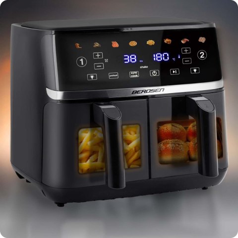 Duża frytkownica beztłuszczowa Air fryer Berdsen BD-657 czarna