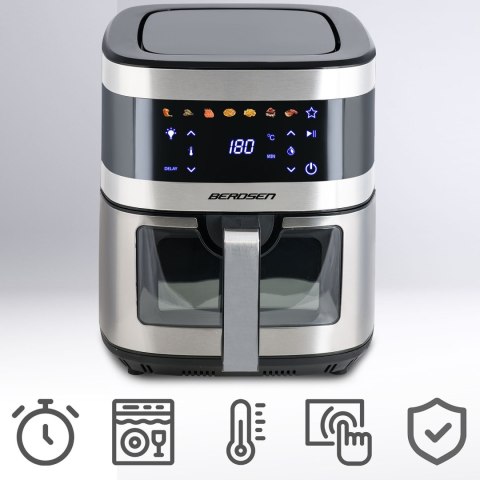 Frytkownica beztłuszczowa Air fryer duża frytownica 9,1l Berdsen 1700 W BD-656 srebrna