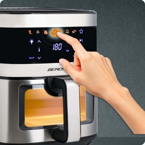 Frytkownica beztłuszczowa Air fryer duża frytownica 9,1l Berdsen 1700 W BD-656 srebrna