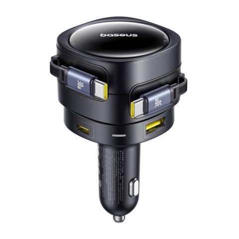 Ładowarka samochodowa Baseus Enjoyment Max z kablami USB-C+USB-C i portami USB-A+USB-C 90W Czarny