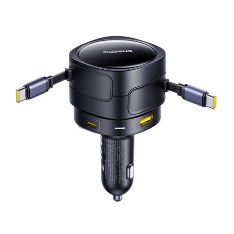 Ładowarka samochodowa Baseus Enjoyment Max z kablami USB-C+USB-C i portami USB-A+USB-C 90W Czarny