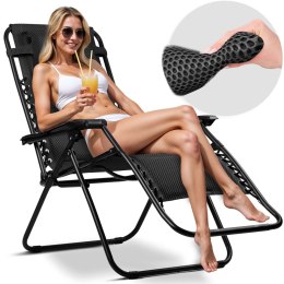 Leżak ogrodowy składany z poduszką Sofotel ChillWell Soft czarny