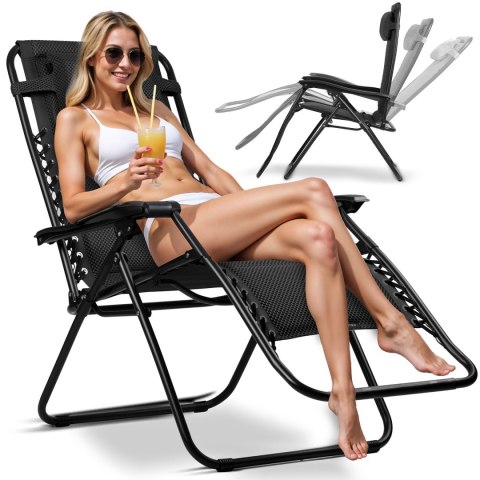 Leżak ogrodowy składany z poduszką Sofotel ChillWell Soft czarny