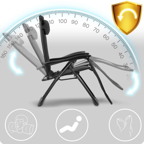 Leżak ogrodowy składany z poduszką Sofotel ChillWell Soft czarny