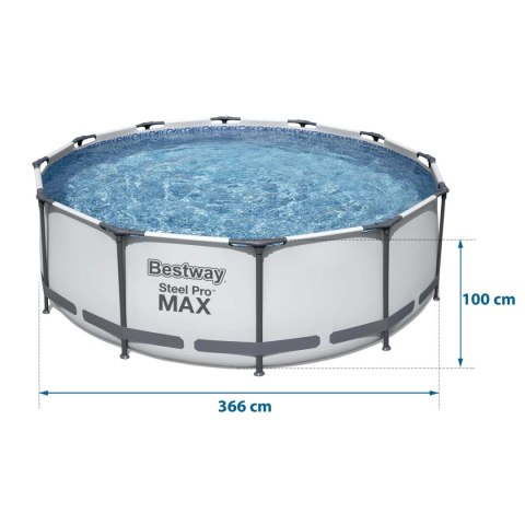 Basen ogrodowy stelażowy 366 x 100 cm zestaw 17w1 Bestway 56418