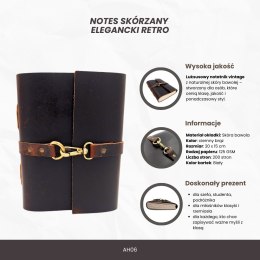 Elegancki Notes Skórzany Retro 200 stron Vintage - AH06