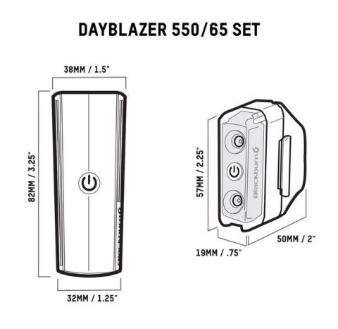 Zestaw lampki BLACKBURN DAYBLAZER przód 550 lumenów, tył 65 lumenów black (NEW 2026)
