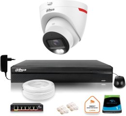 Zestaw monitoringu IP DAHUA kamera zewnętrzna WizColor 2K 30m