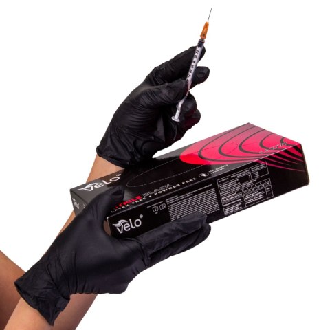 VELO NITRILE BLACK M Rękawice nitrylowe bezpudrowe, czarne, 100 szt.