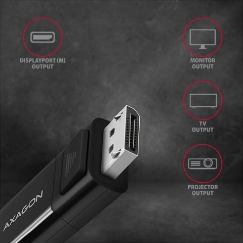 Axagon RVC-DPC adapter kablowy 1,8 m USB Type-C DisplayPort Czarny