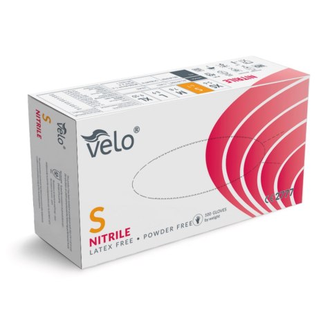 VELO NITRILE BLUE S Rękawice nitrylowe zabiegowe bezpudrowe, niebieskie, 100 szt.