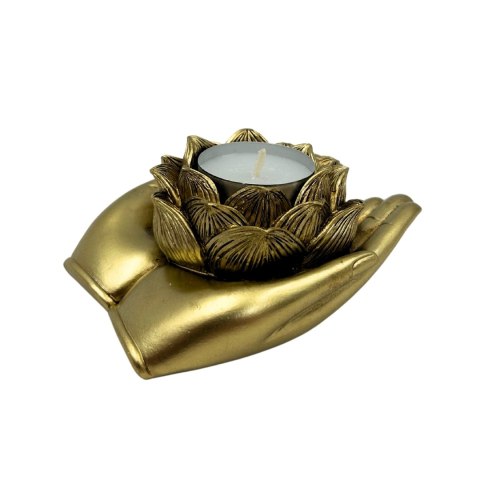 Złoty Świecznik Glamour na Tealight - Dłoń - 311FJZ