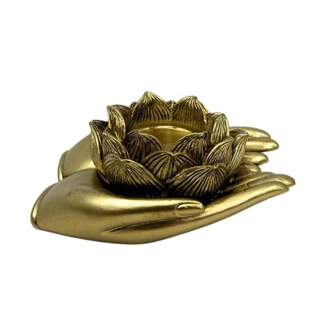 Złoty Świecznik Glamour na Tealight - Dłoń - 311FJZ