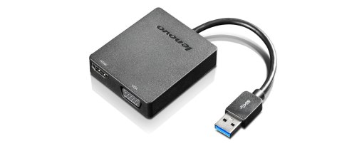 Lenovo Universal USB 3.0 to VGA/HDMI zewnętrzna karta graficzna usb Czarny