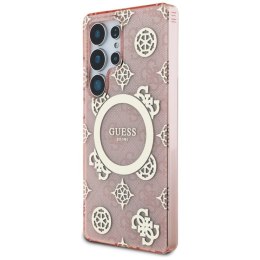 Guess 4G Background Gold Electroplated Peony Pattern MagSafe - Etui do Samsung Galaxy S25 Ultra (różowy)