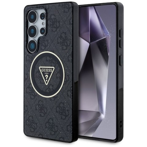 Guess 4G Glitter Triangle Buttons MagSafe - Etui do Samsung Galaxy S25 Ultra (czarny)
