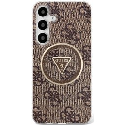 Guess 4G Glitter Triangle Buttons MagSafe - Etui do Samsung Galaxy S25 (brązowy)