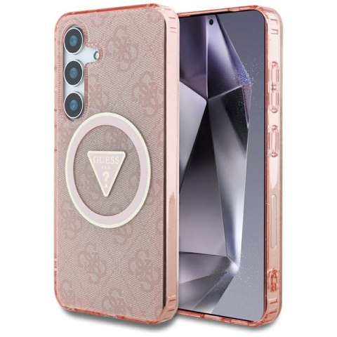 Guess 4G Glitter Triangle Buttons MagSafe - Etui do Samsung Galaxy S25 (różowy)