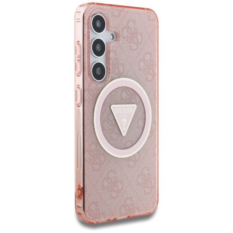 Guess 4G Glitter Triangle Buttons MagSafe - Etui do Samsung Galaxy S25 (różowy)