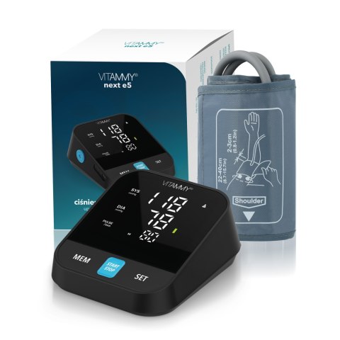 VITAMMY NEXT E5 Ciśnieniomierz elektroniczny naramienny, mówi po polsku, etui, zasilacz