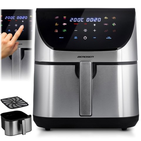 Frytkownica beztłuszczowa Air fryer frytownica 8l Berdsen 1700W BD-659 srebrna