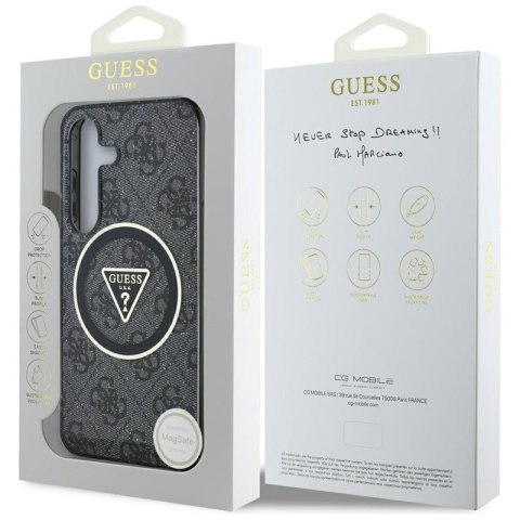 Guess 4G Glitter Triangle Buttons MagSafe - Etui do Samsung Galaxy S25 (czarny)
