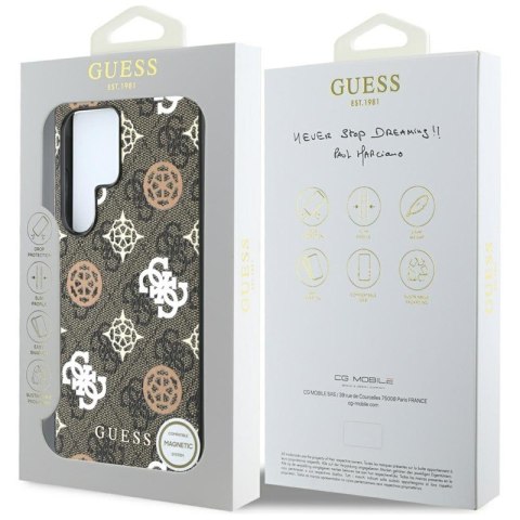 Guess 4G Printed Colored Peony Pattern MagSafe - Etui do Samsung Galaxy S25 Ultra (brązowy)