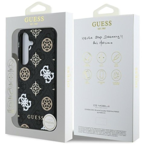 Guess 4G Printed Colored Peony Pattern MagSafe - Etui do Samsung Galaxy S25 (czarny)
