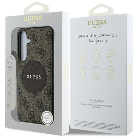 Guess 4G Round Patch Classic Logo MagSafe - Etui do Samsung Galaxy S25+ (brązowy)