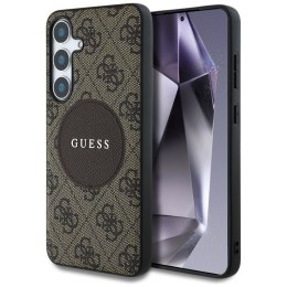 Guess 4G Round Patch Classic Logo MagSafe - Etui do Samsung Galaxy S25 (brązowy)