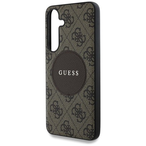Guess 4G Round Patch Classic Logo MagSafe - Etui do Samsung Galaxy S25 (brązowy)