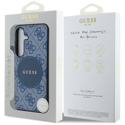 Guess 4G Round Patch Classic Logo MagSafe - Etui do Samsung Galaxy S25+ (niebieski)