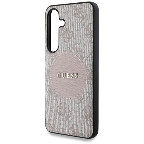 Guess 4G Round Patch Classic Logo MagSafe - Etui do Samsung Galaxy S25 (różowy)