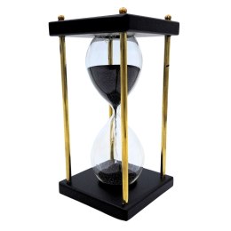 Klepsydra Mosiężno-Drewniana 5 minut - Czarny Piasek - Elegancka Dekoracja Retro - STRS