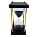 Klepsydra Mosiężno-Drewniana 5 minut - Czarny Piasek - Elegancka Dekoracja Retro - STRS