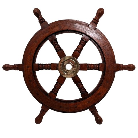 Koło Sterowe Drewniane - 45 cm - Dekoracja Marynistyczna Retro - NC1402A