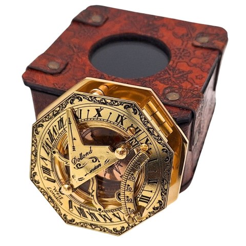Kompas Mosiężny w Stylowym Skórzanym Pudełku - Prezent Retro Vintage - CSDO343/3
