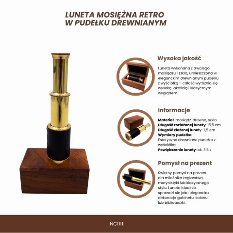Luneta Mosiężna Retro w Pudełku Drewnianym - NC 1111