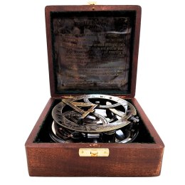 Mosiężny Kompas Zegar Słoneczny Busola w Pudełku Drewnianym - NC103185