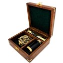 Zestaw Upominkowy Retro - Kompas, Luneta, Klepsydra w Pudełku Drewnianym - NC102365