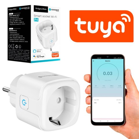 Gniazdo WiFi Kruger&Matz Connect P4 Białe Tuya